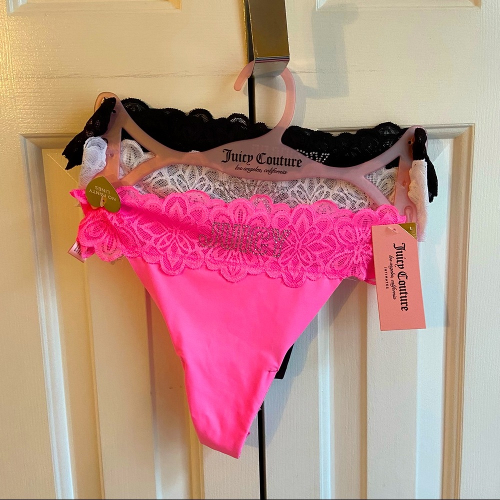 NEW Juicy Couture Intimates Jewel Embellished Seamless Lace Panties Size Large